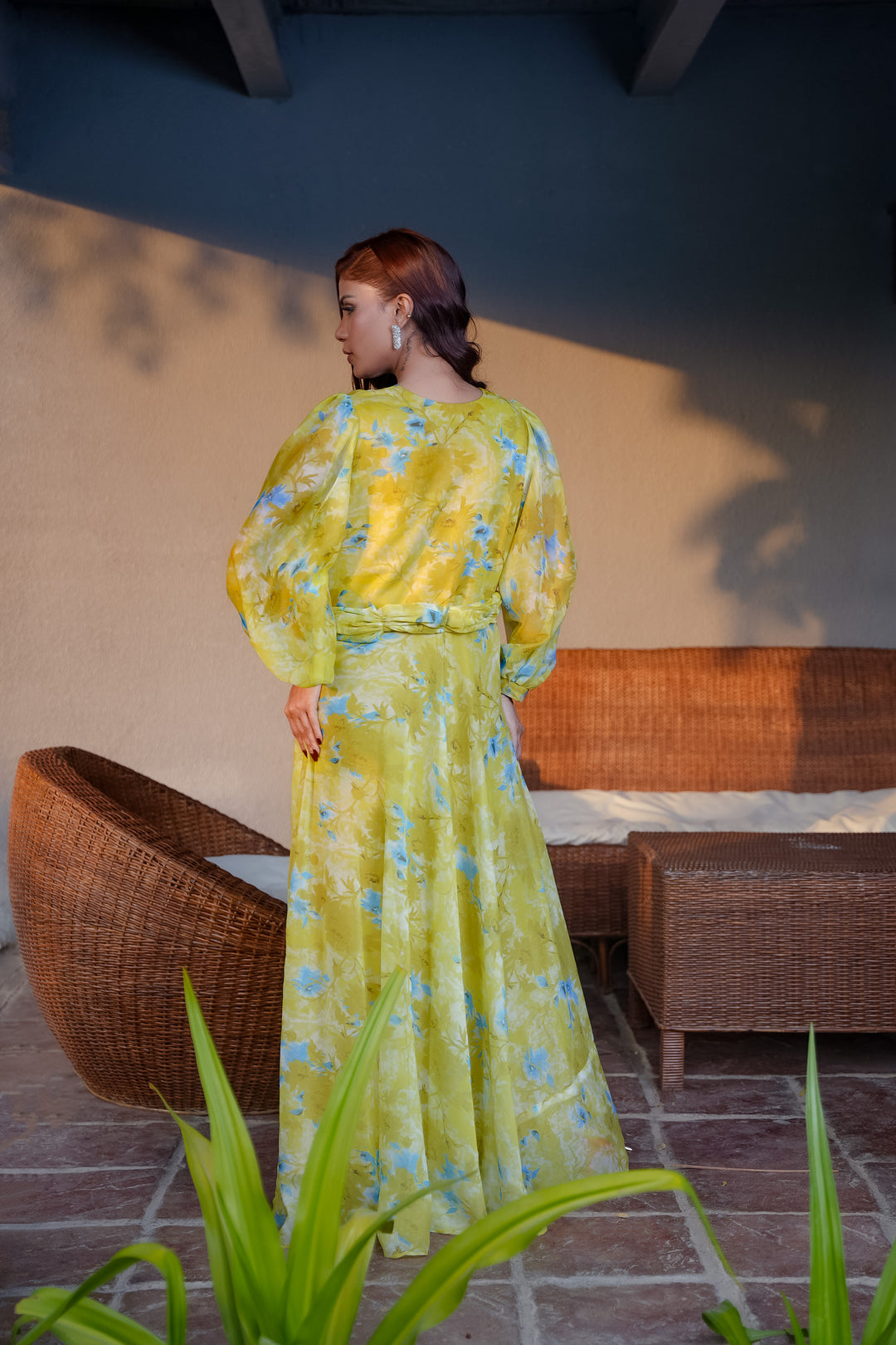 Azure Maxi – Printed Bamber & Charmeuse Dress