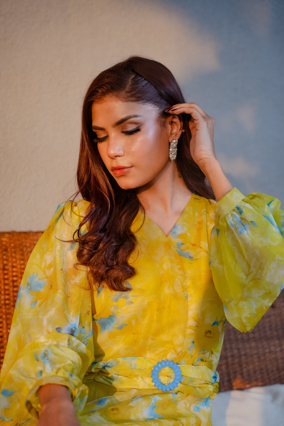 Azure Maxi – Printed Bamber & Charmeuse Dress