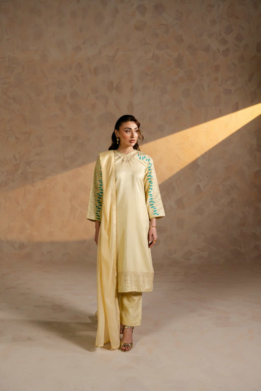 Celeste embroidered raw silk 3Pc pret suit by Zehnaz