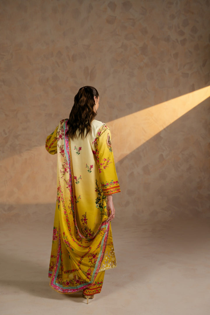 Festive printed Swiss silk suit with dupatta for women by Zehnaz