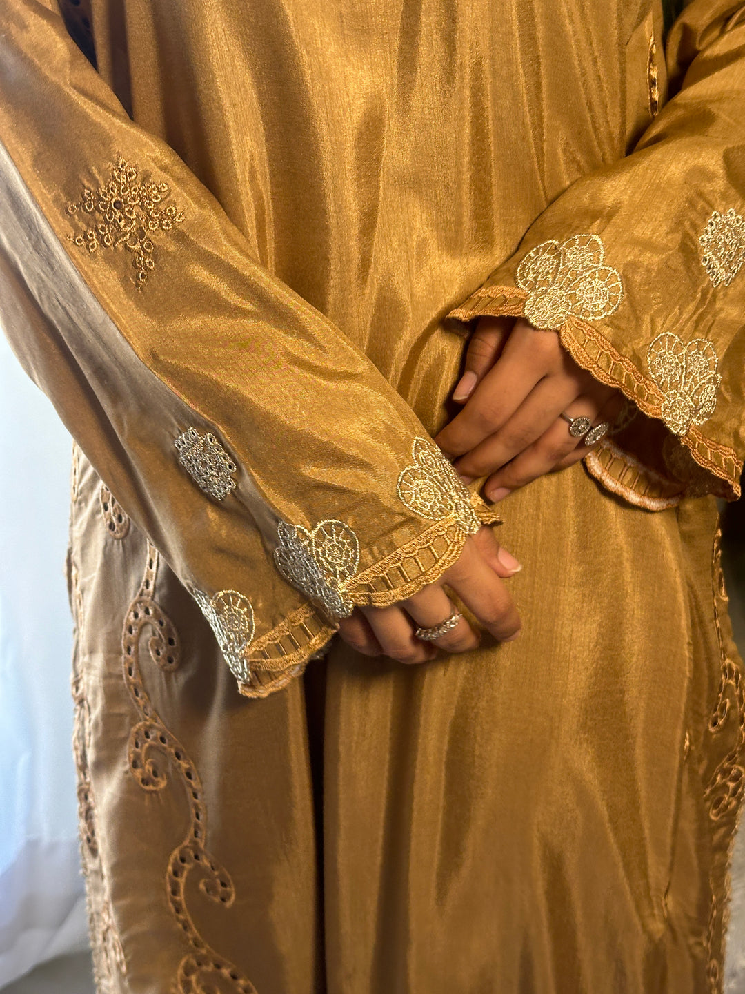 Aurelia - Golden Embroidered Raw Silk 3 Piece