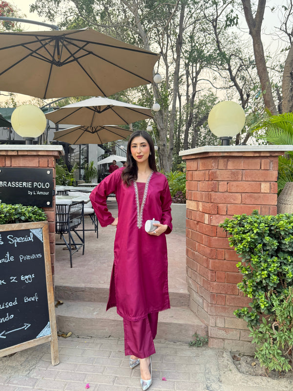 Aira – Embroidered Russian Raw Silk 3Pc Suit