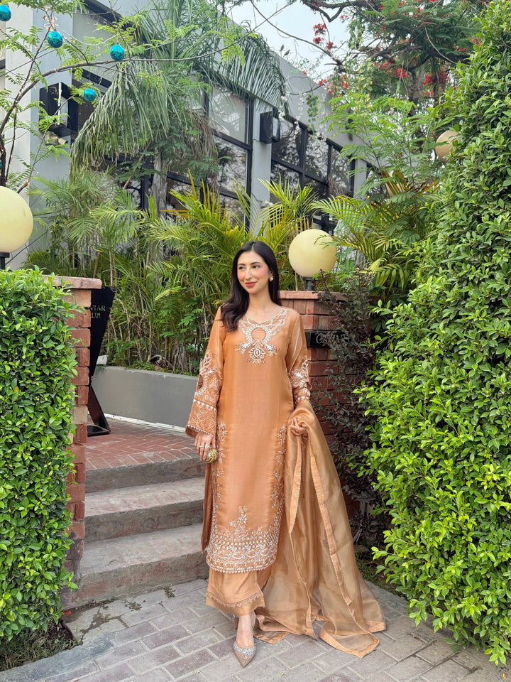 Amber – Embroidered Shisha Silk Set with Dupatta