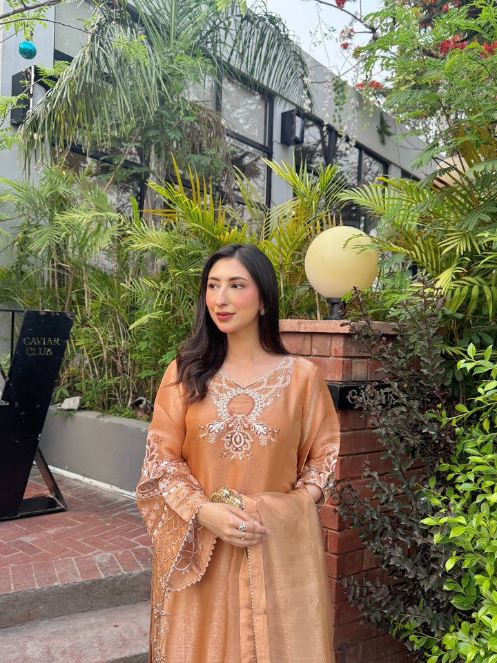 Amber – Embroidered Shisha Silk Set with Dupatta