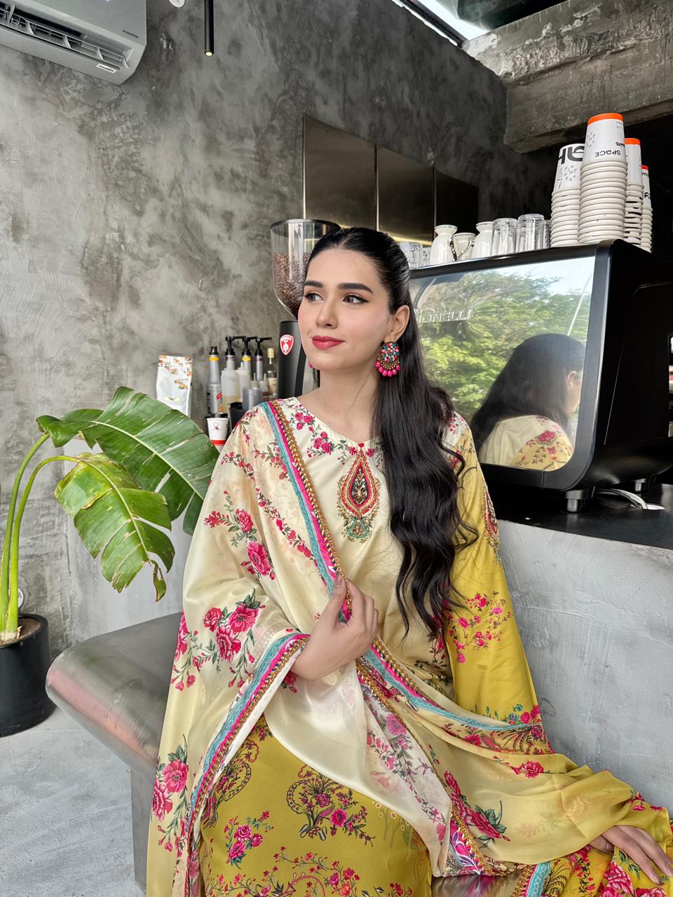 Dazzel – Printed Swiss Silk Set with Dupatta