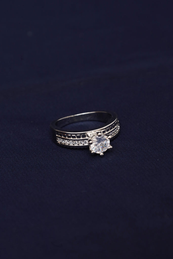 white gold pave engagement ring with center stone