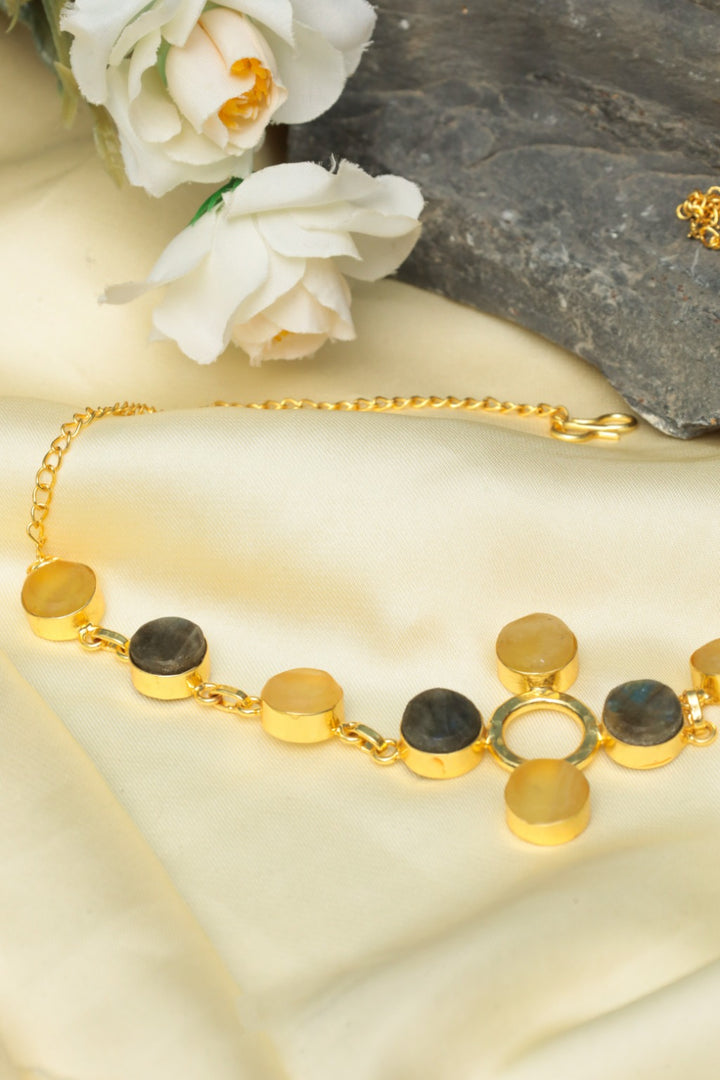yellow grey choker for women