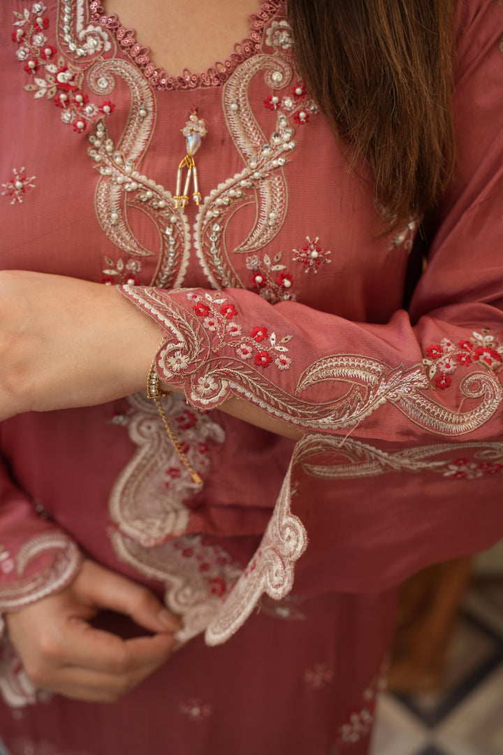 Roshane – Embroidered Raw Silk Kaftan Set