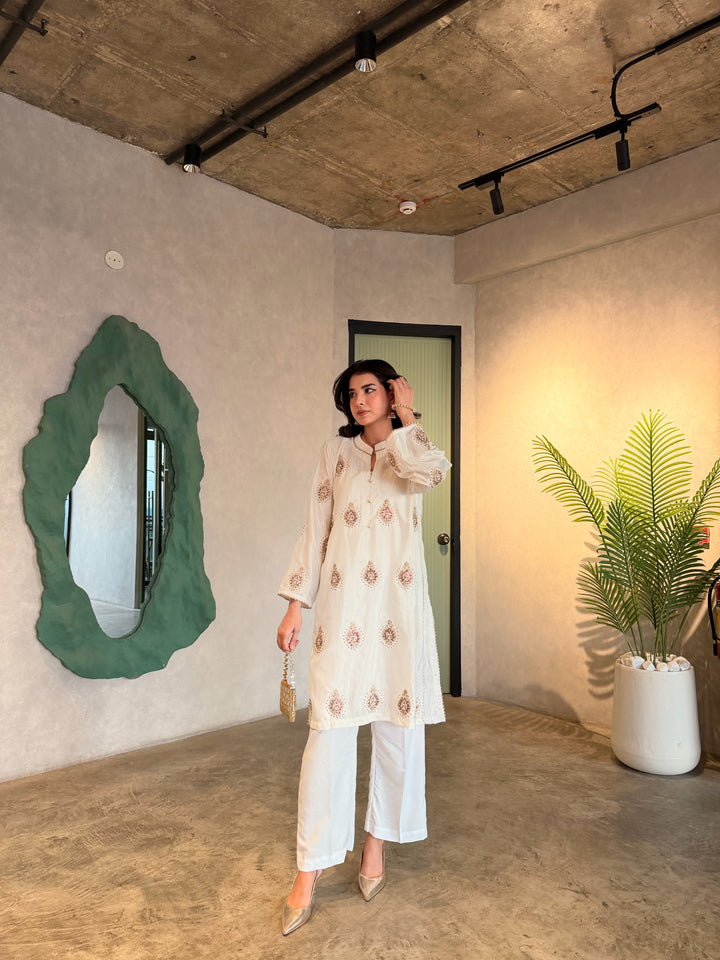 Adan – Embroidered Raw Silk 3 Piece Suit