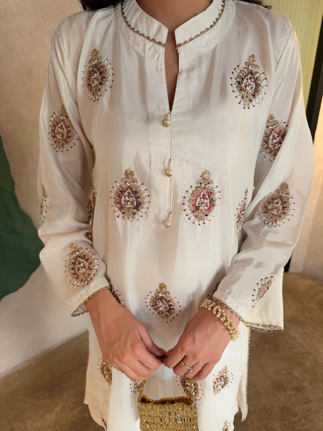 Adan – Embroidered Raw Silk 3 Piece Suit