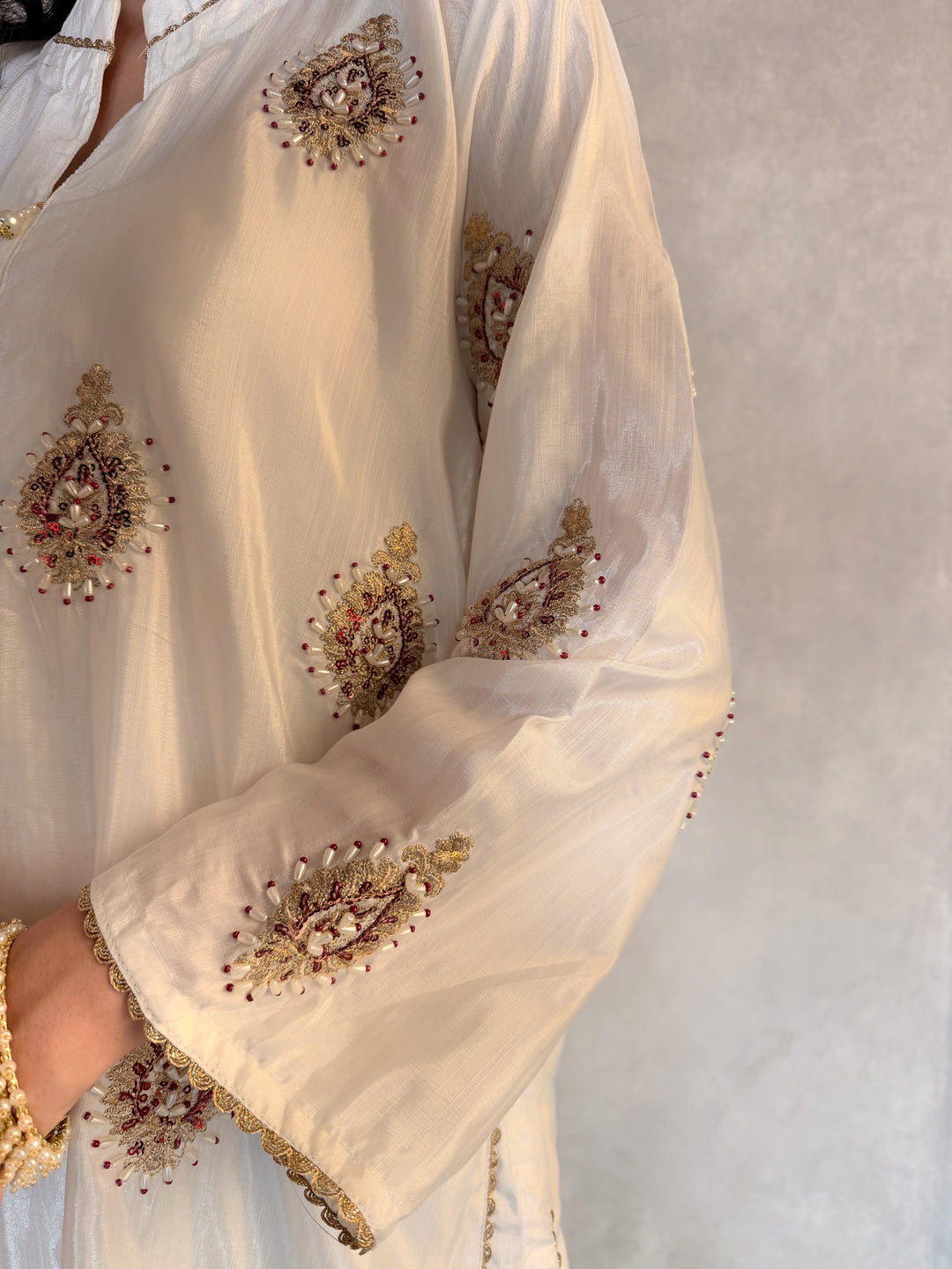 Adan – Embroidered Raw Silk 3 Piece Suit