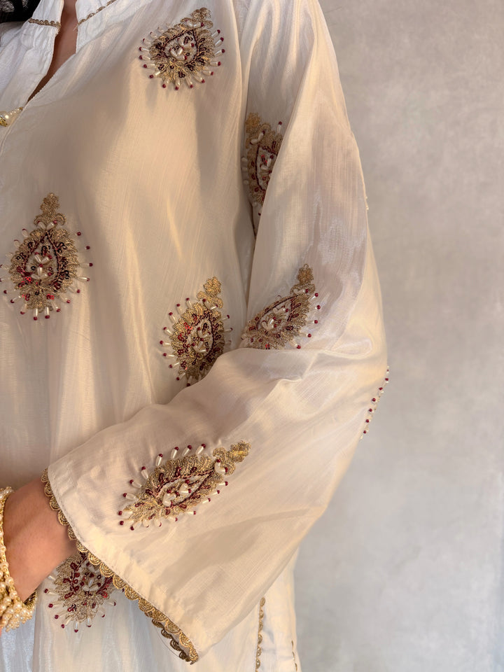 Adan – Embroidered Raw Silk 3 Piece Suit