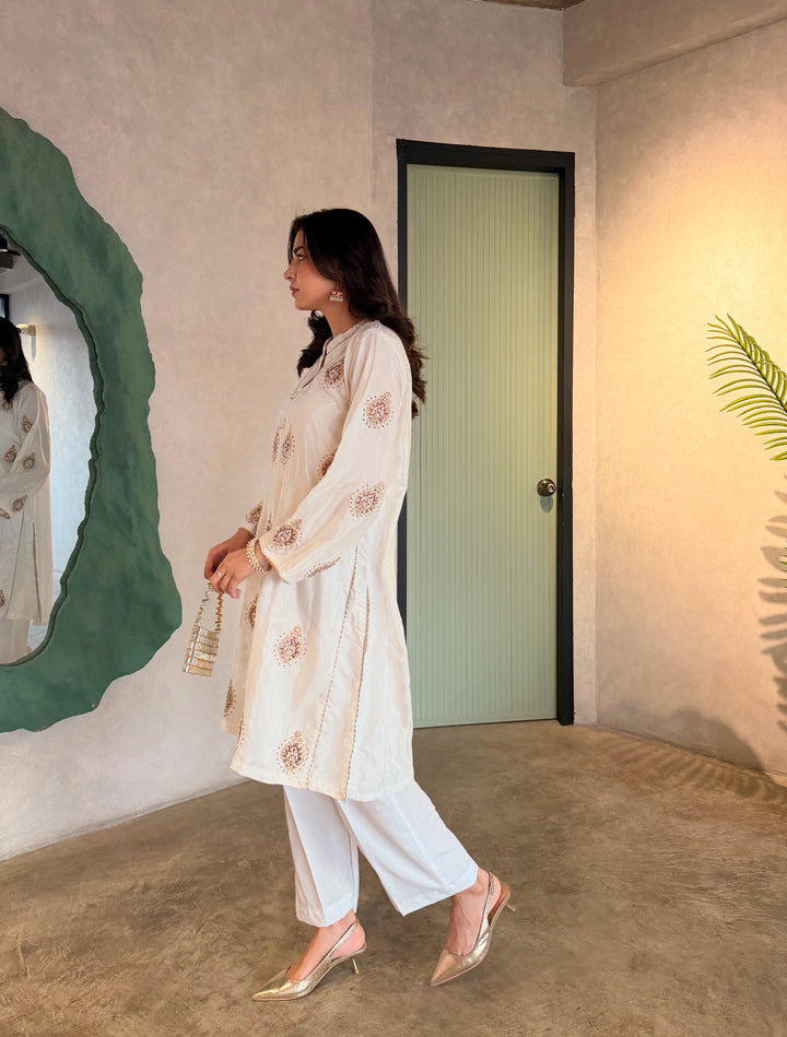 Adan – Embroidered Raw Silk 3 Piece Suit