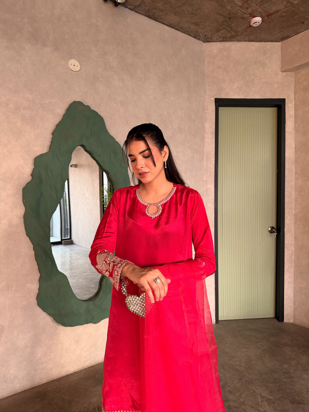 GULNAAR – Embroidered Russian Silk Sharara Set