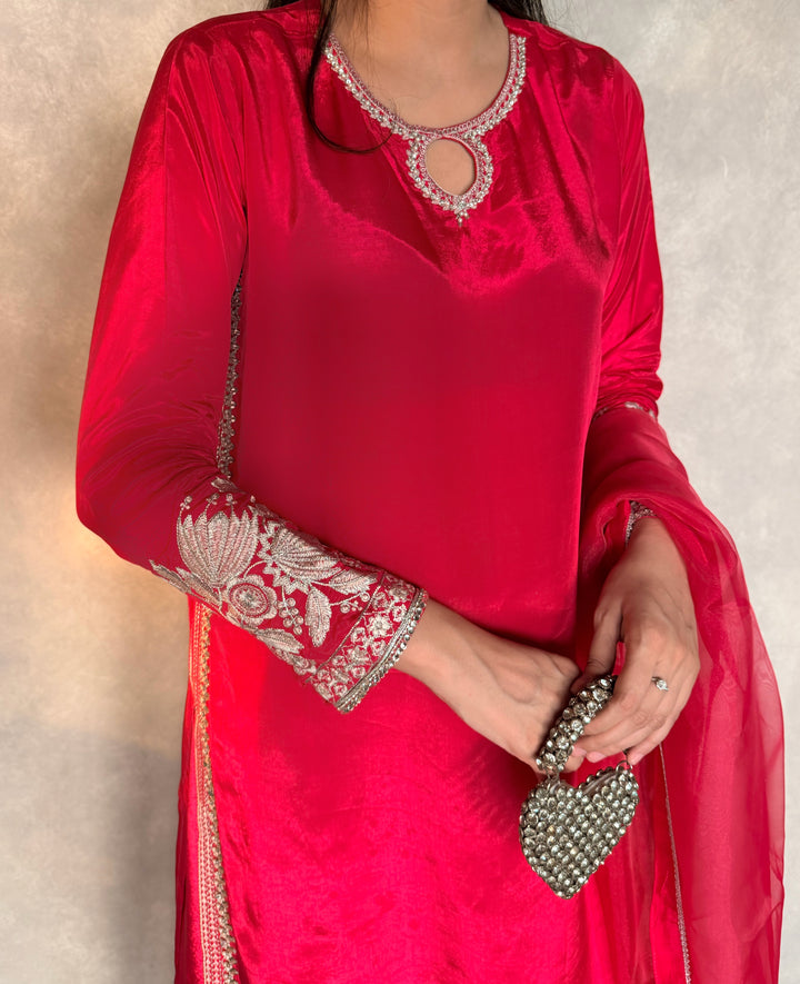 GULNAAR – Embroidered Russian Silk Sharara Set