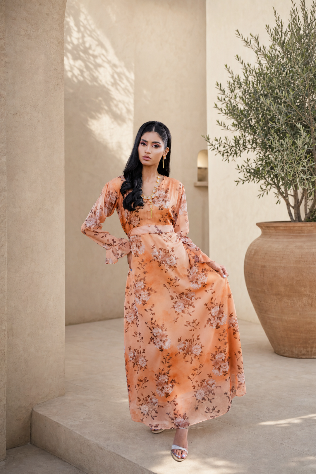 terracotta dress AUREA Printed Terracotta Maxi Dress