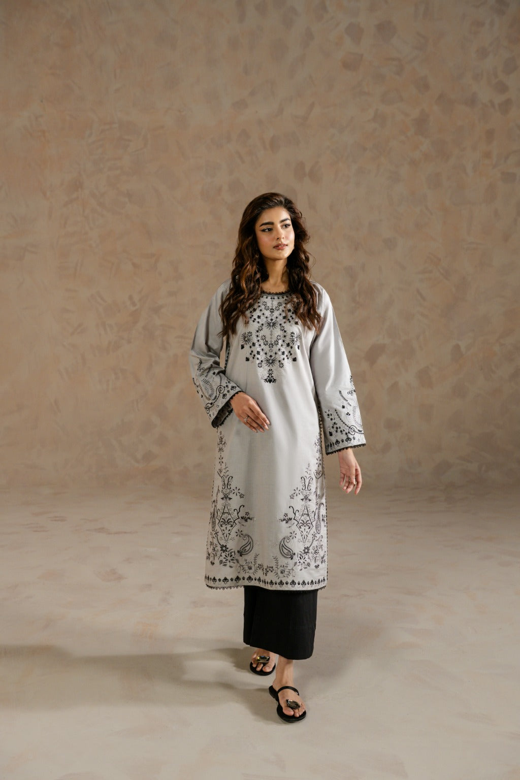 Summer cambric embroidered shirt design for women by Zehnaz