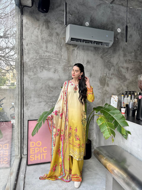 Dazzel – Printed Swiss Silk Set with Dupatta