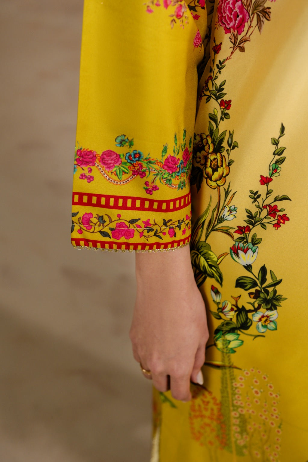 Modern printed silk pret dress for festive wear by Zehnaz