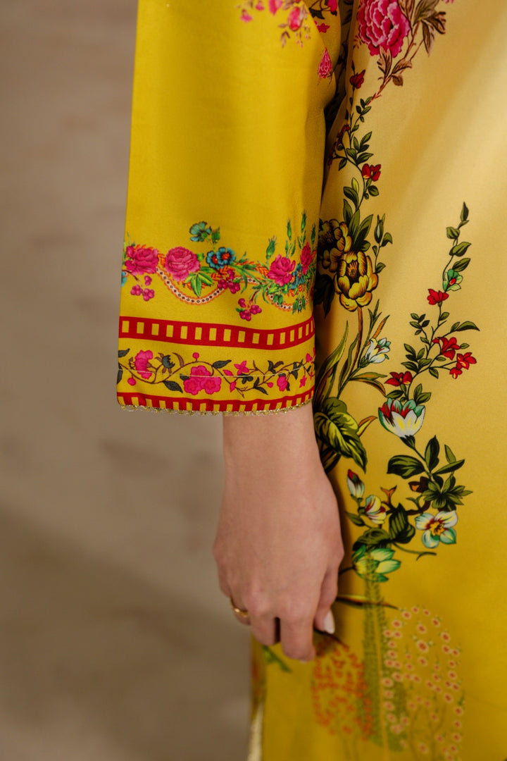 Modern printed silk pret dress for festive wear by Zehnaz