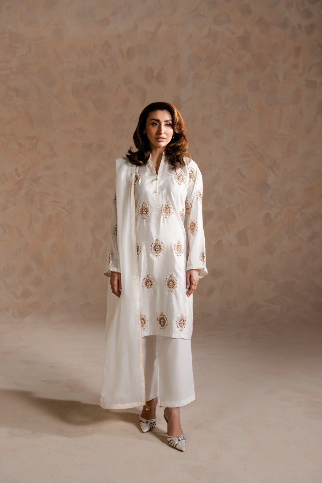 Adan – Embroidered Raw Silk 3 Piece Suit - Zehnaz.ae