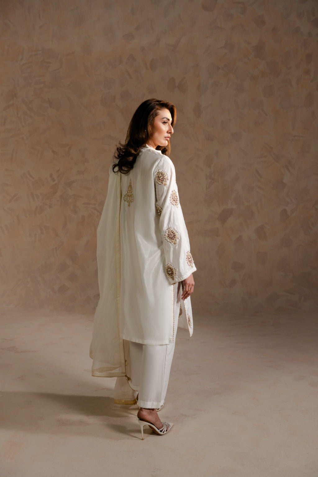Adan – Embroidered Raw Silk 3 Piece Suit - Zehnaz.ae