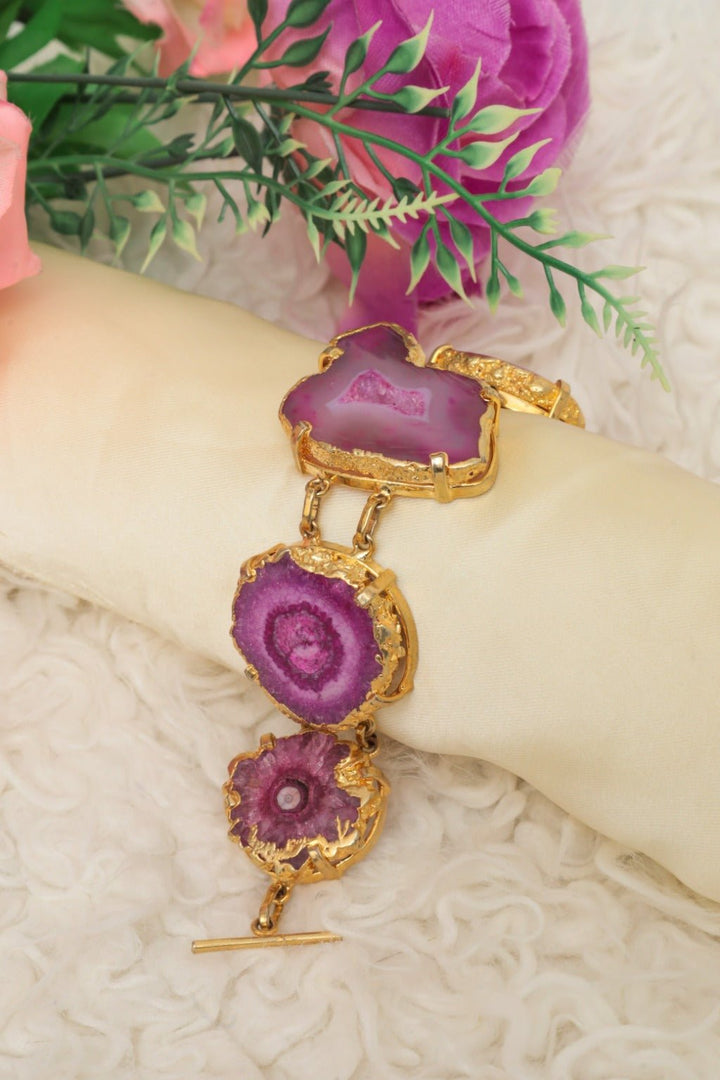 Agate Amethyst Gold - Plated Boho Jewellery Set - Zehnaz.ae
