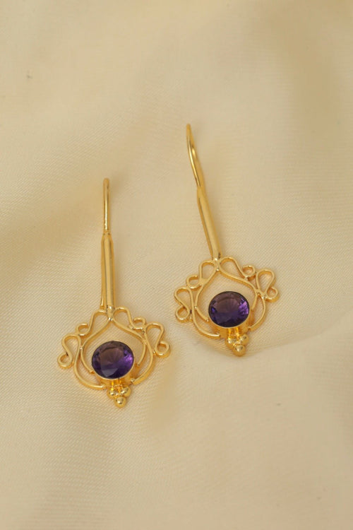 Amethyst Filigree Drop Earrings