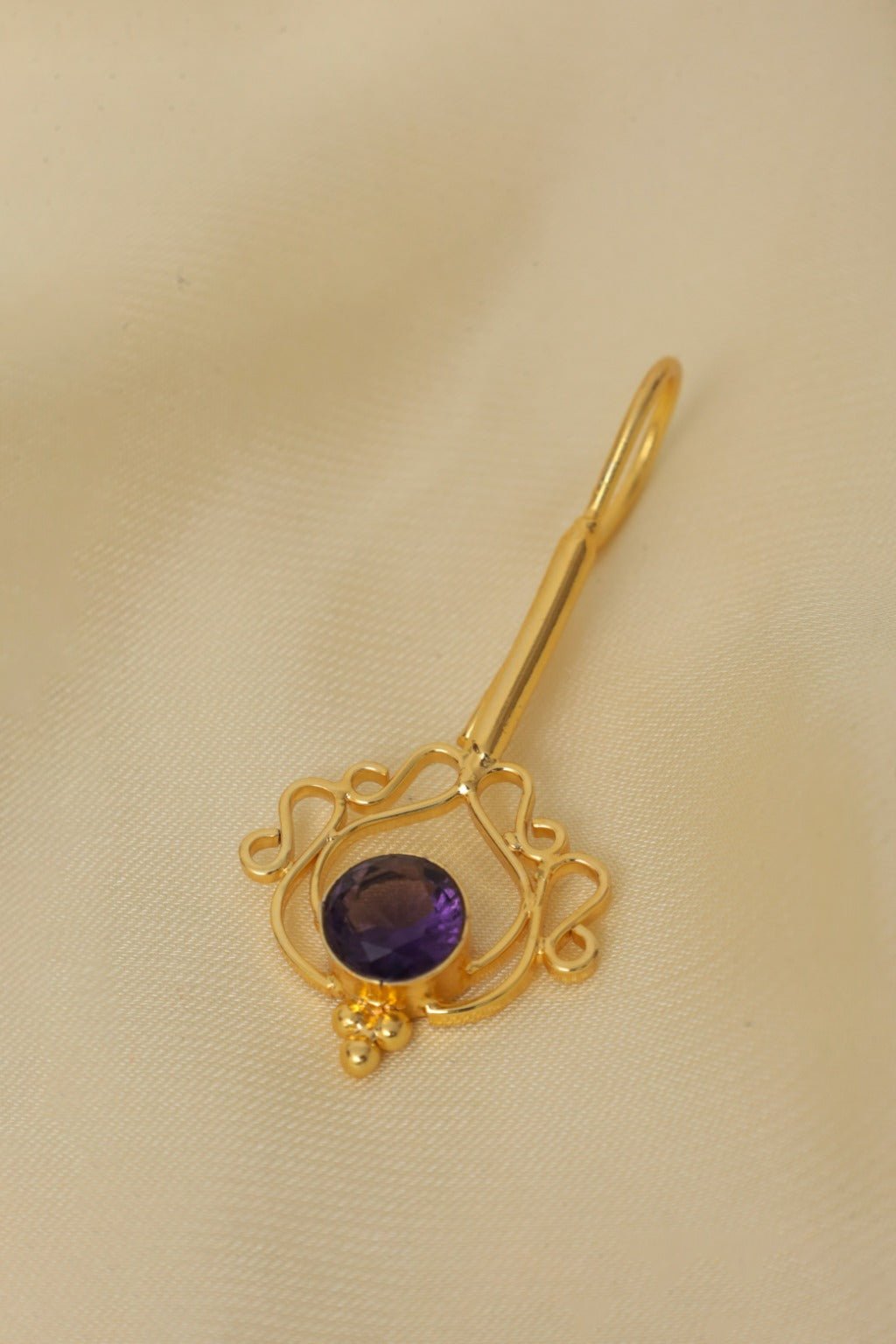 Amethyst Filigree Drop Earrings - Zehnaz.ae
