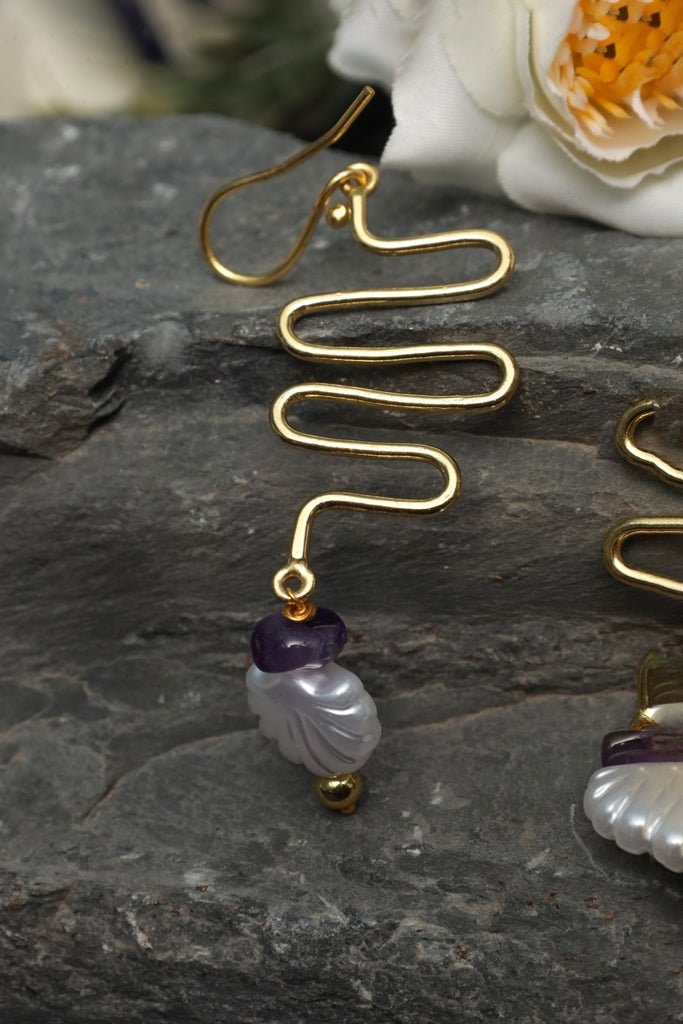Amethyst Moon Drop Earrings - Zehnaz.ae