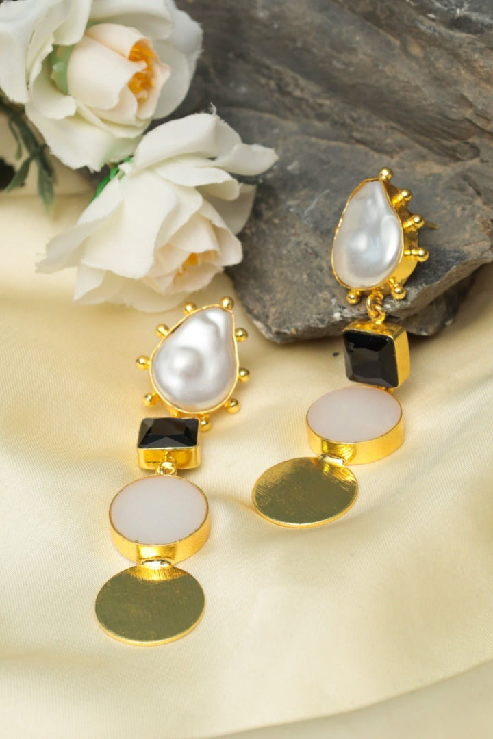 Baroque Elegance Drop Earrings - Zehnaz.ae
