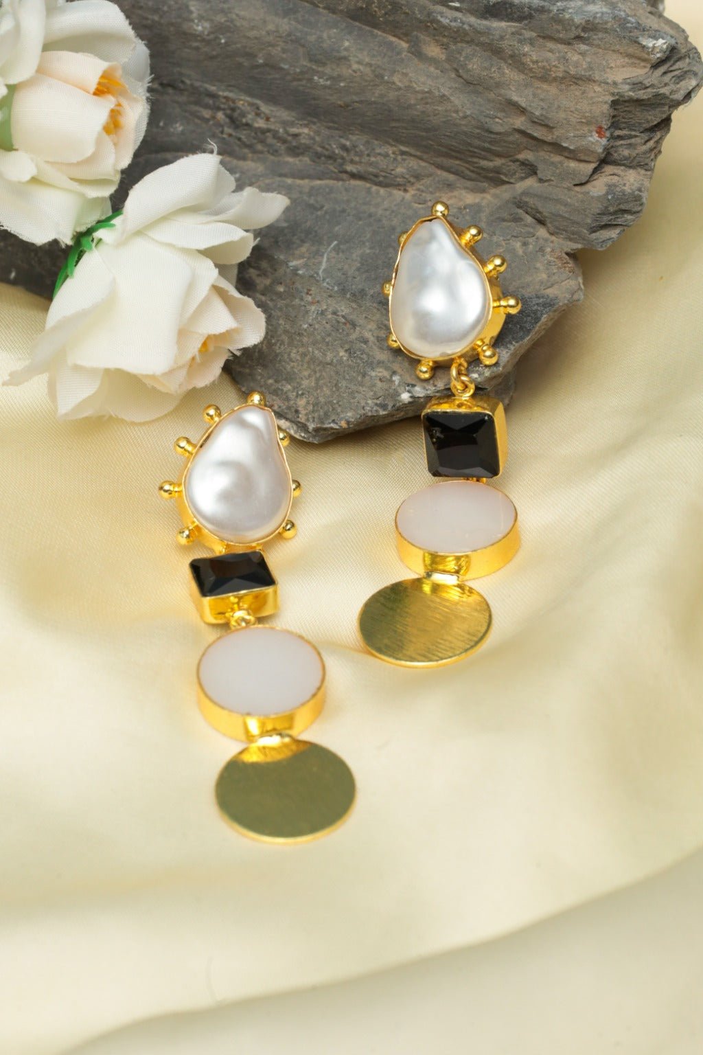 Baroque Elegance Drop Earrings - Zehnaz.ae