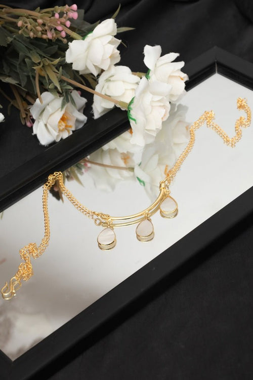 Celestia Bar Necklace – Gold-Toned Teardrop Pendant Jewelry