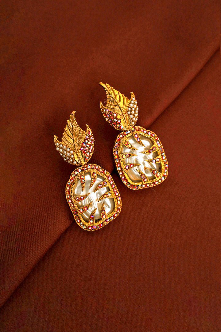 Crimson Heritage Earrings & Necklace Set – Traditional Jewelry - Zehnaz.ae