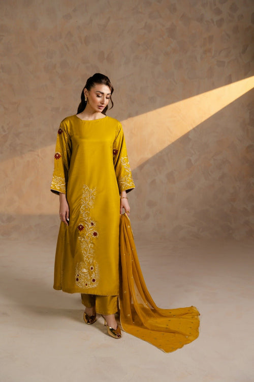 Divine – Embroidered Raw Silk 3Pc Suit