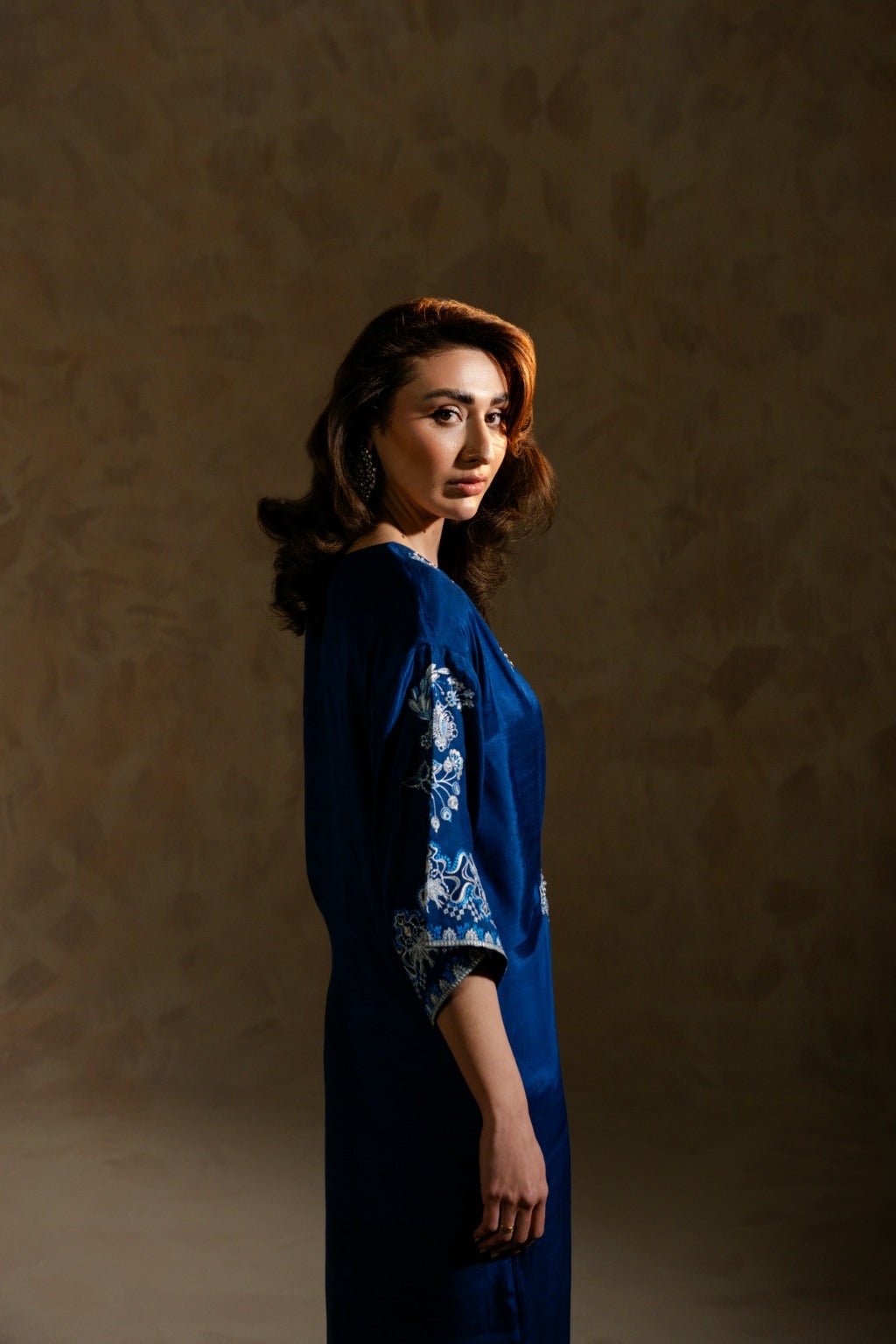 Elara – Handworked Russian Silk Kaftan Set - Zehnaz.ae