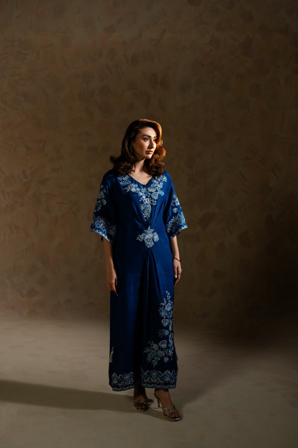 Elara – Handworked Russian Silk Kaftan Set - Zehnaz.ae