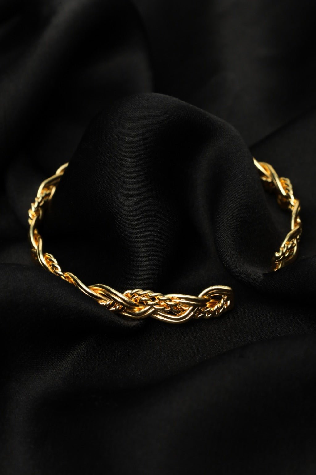 Gold Braided Twist Cuff Bracelet - Zehnaz.ae