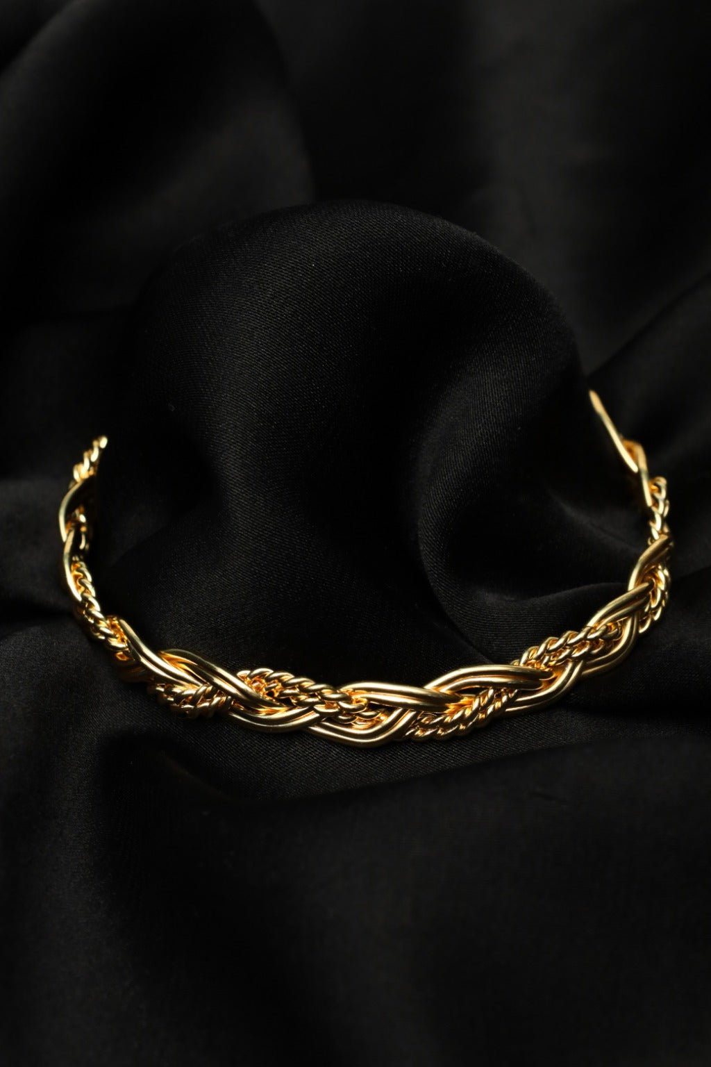 Gold Braided Twist Cuff Bracelet - Zehnaz.ae