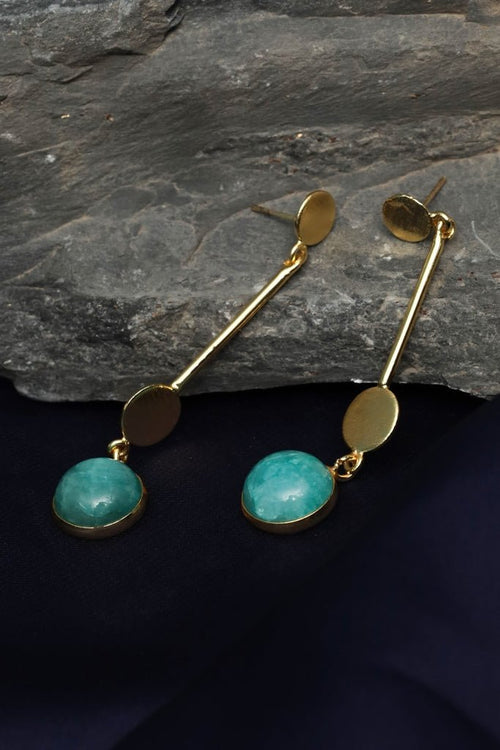 Gold Plated Amazonite Circle Drops