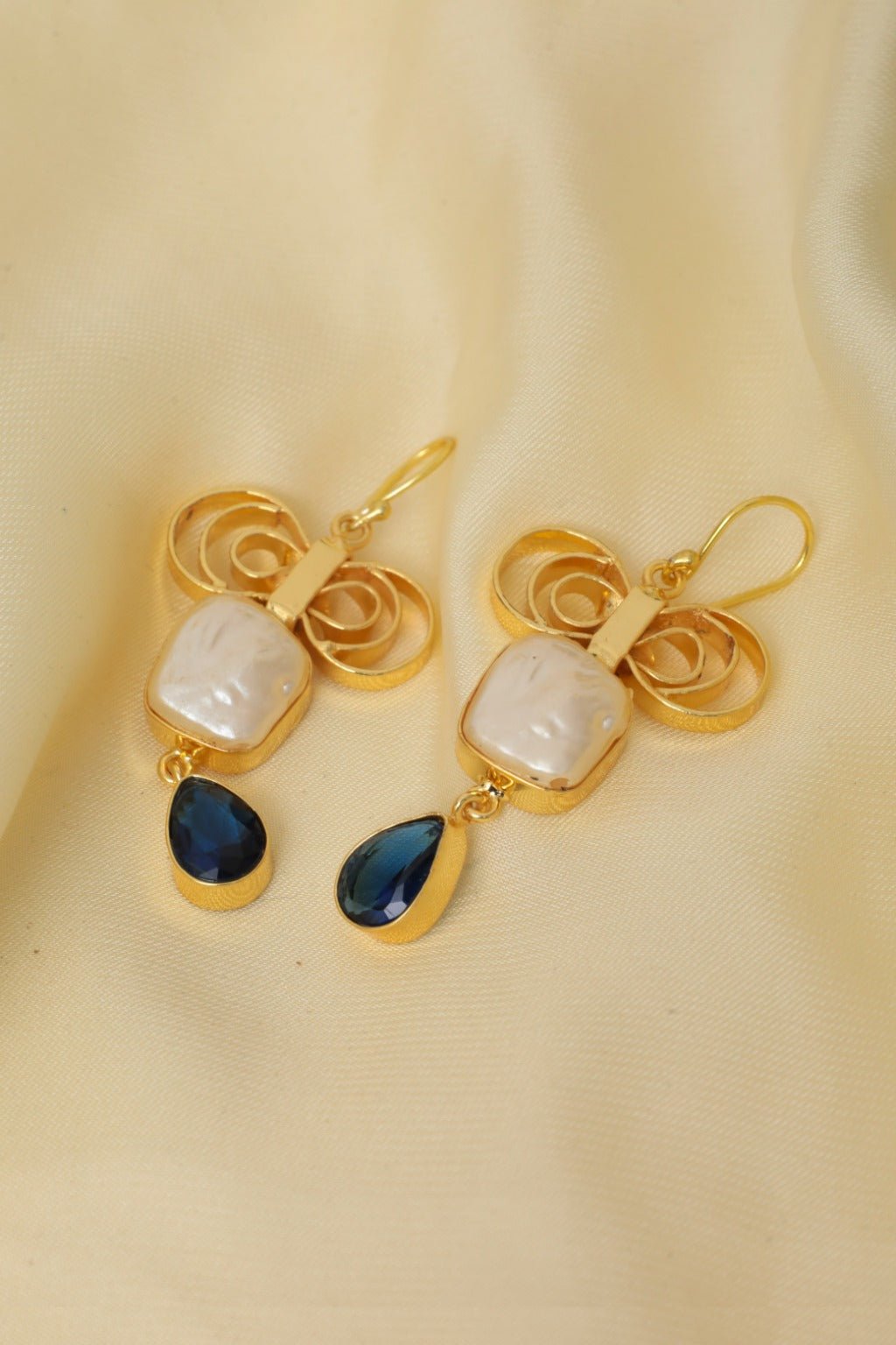 Gold Plated Baroque Pearl Drop Earrings - Zehnaz.ae