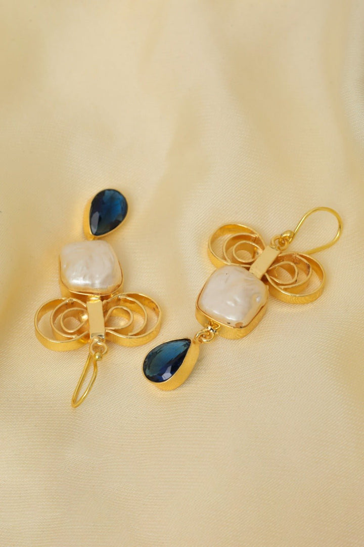 Gold Plated Baroque Pearl Drop Earrings - Zehnaz.ae