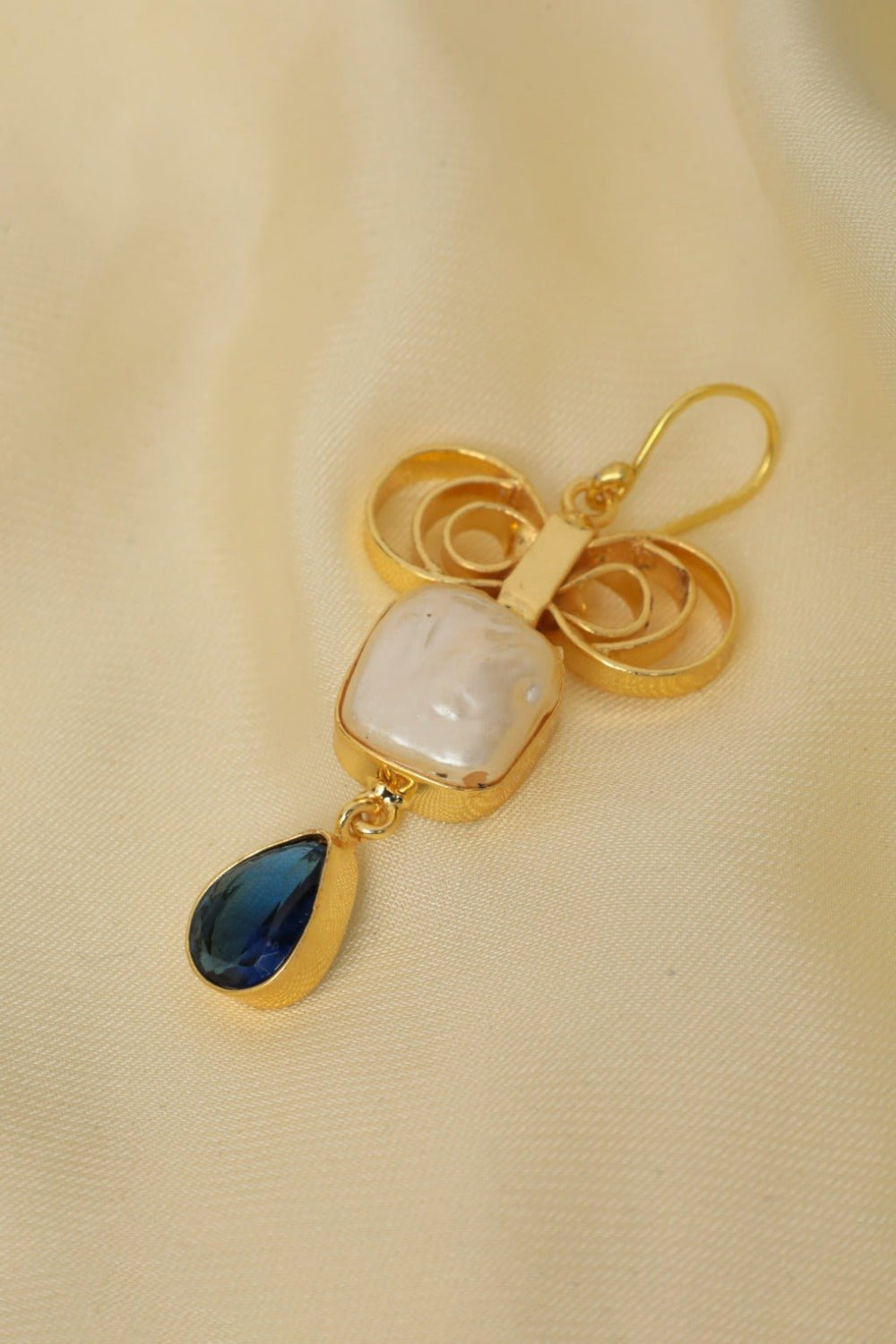 Gold Plated Baroque Pearl Drop Earrings - Zehnaz.ae