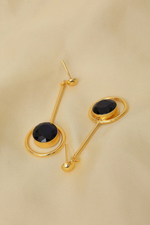 Gold Plated Black Onyx Drop Earrings