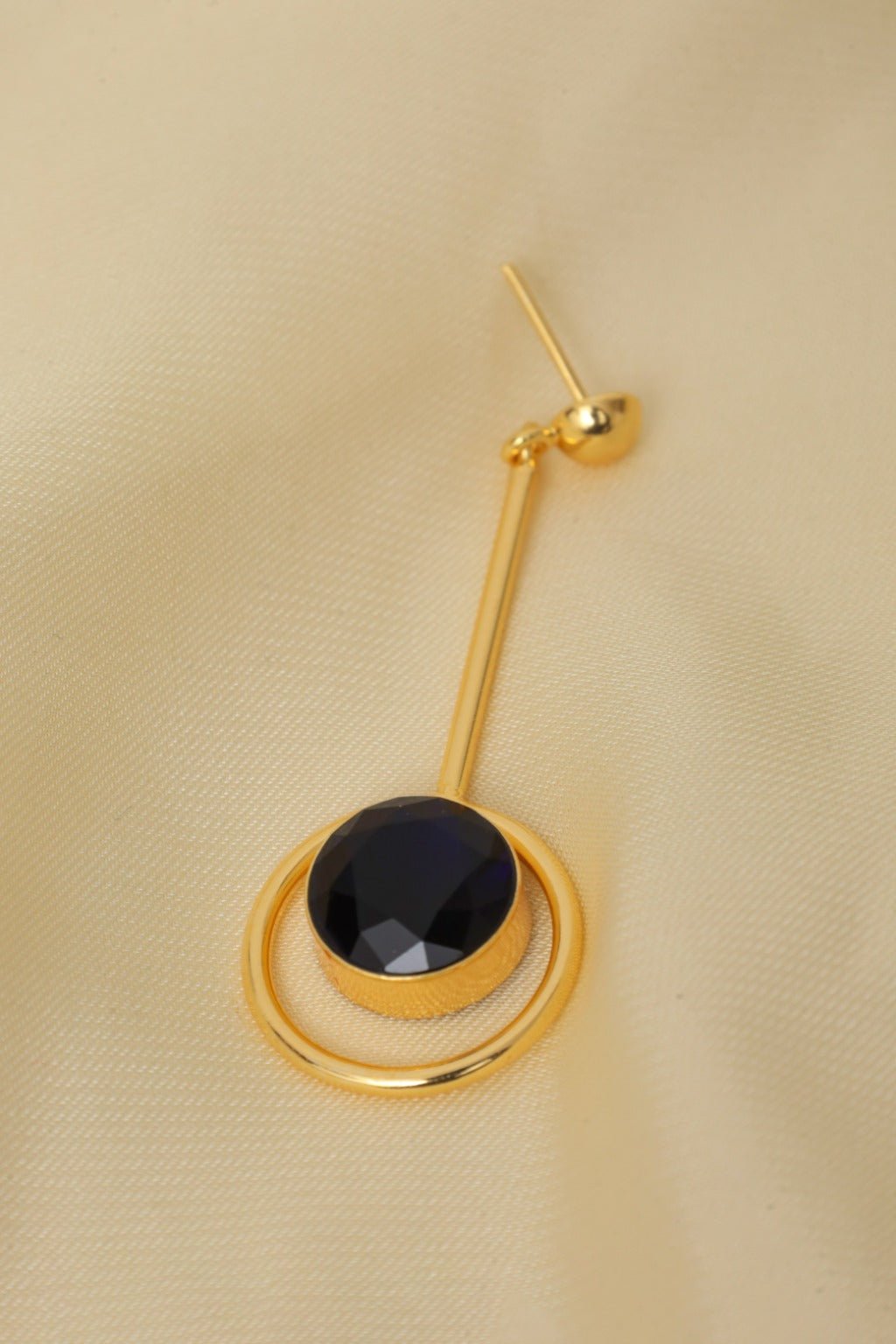 Gold Plated Black Onyx Drop Earrings - Zehnaz.ae