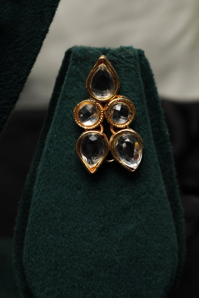 Gold - Plated Kundan Necklace Set with Matching Earrings - Zehnaz.ae