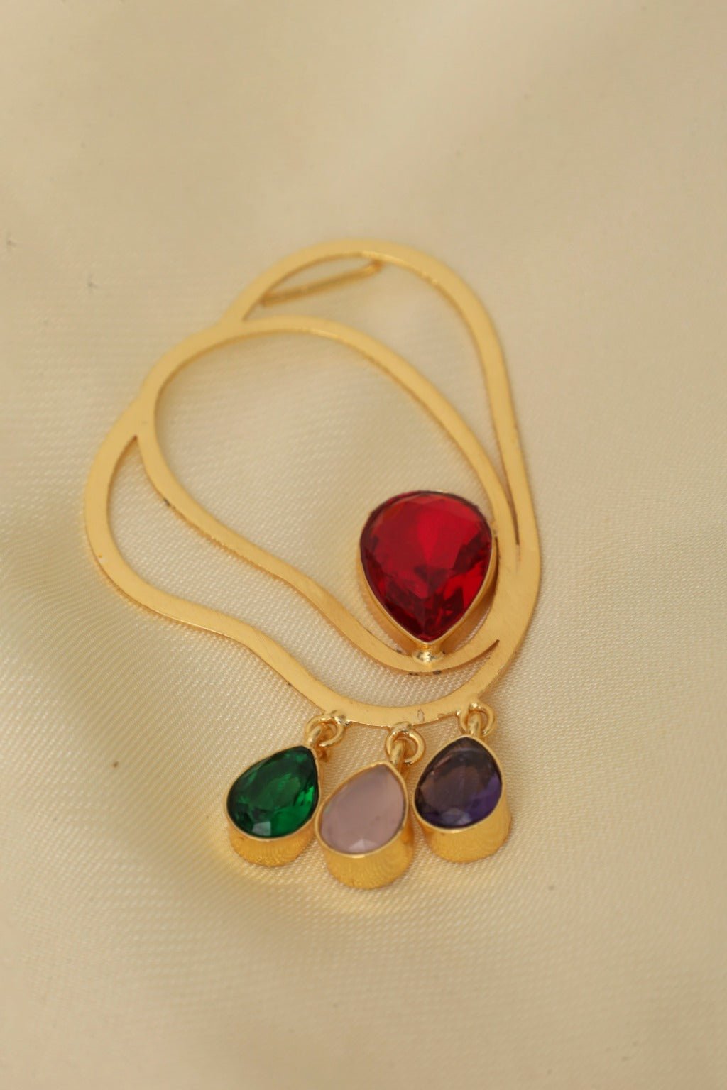 Gold - Plated Multi - Stone Drop Earrings - Zehnaz.ae