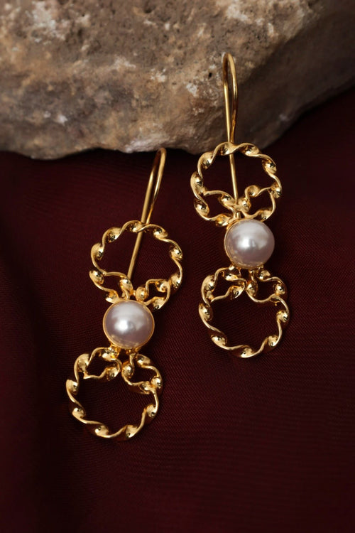 Gold-Plated Pearl Drop Earrings