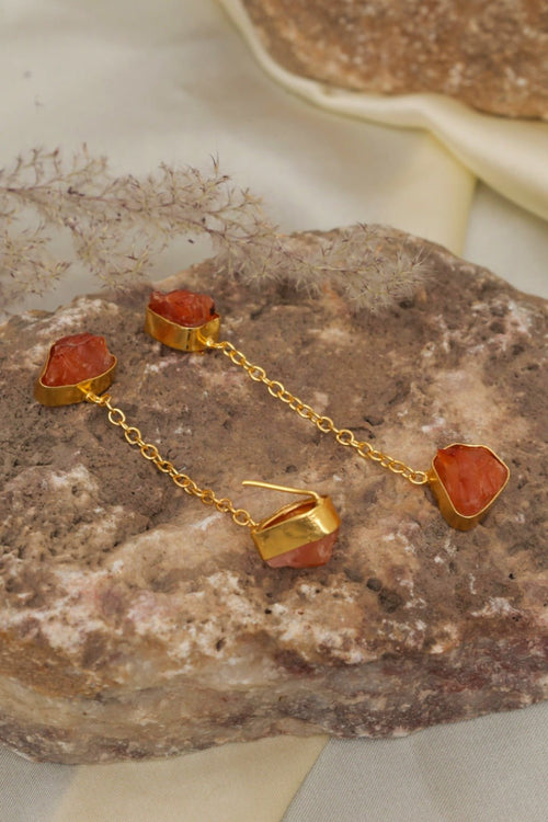 Gold-Plated Raw Carnelian Drop Earrings