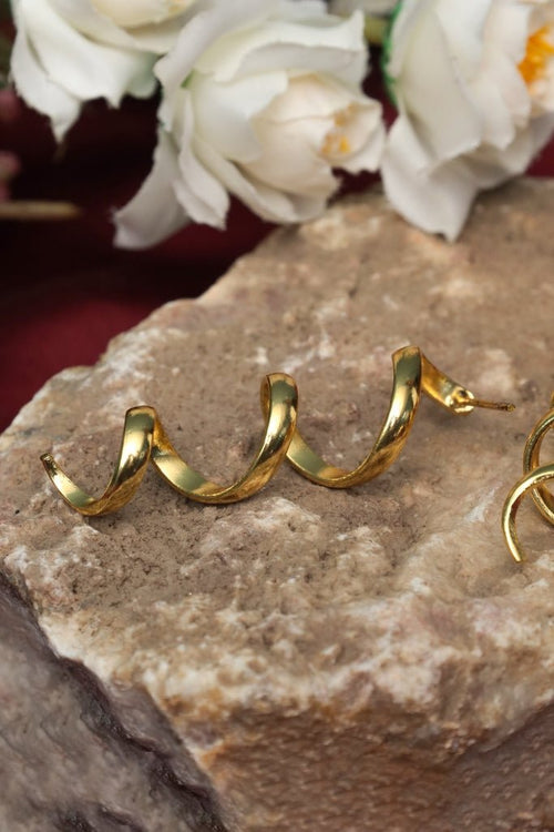 Gold-Plated Spiral Twist Stud Earrings